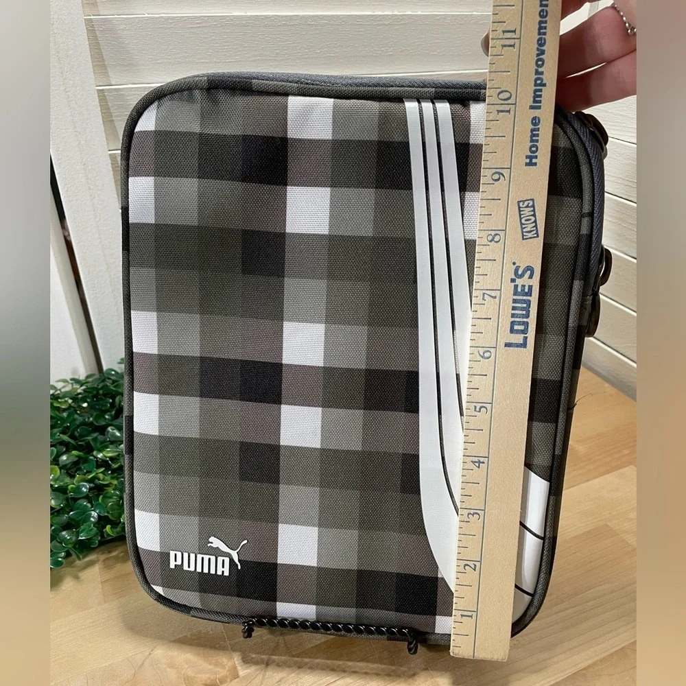 Puma Men's Black, Green, and Gray Plaid Padded Tablet Sleeve